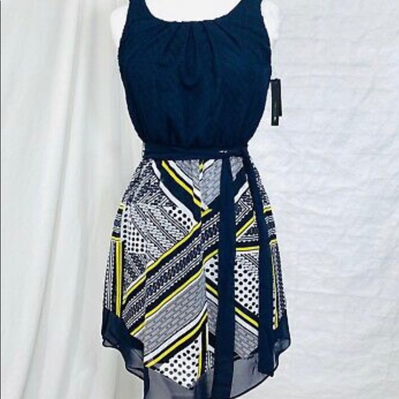 AB STUDIO navy/yellow dress - Picture 2 of 2